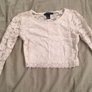 White floral crop with long sleeves!